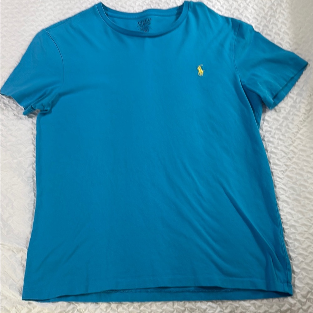 Ralph Lauren Blue T-Shirt with Yellow Logo